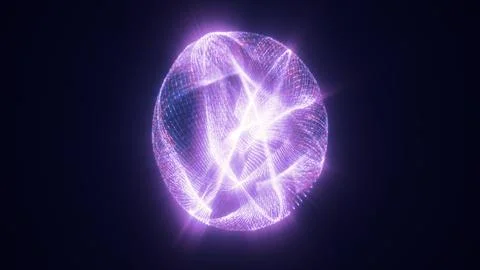 Radiant violet light sphere made of luminous lines and points forming ether.. Stock Illustration