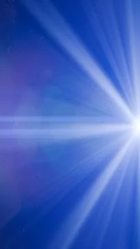 Radiant white light source emitting beams across gradient blue background Illustrazione stock