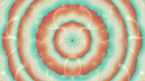 Radiating abstract circles and starburst pattern in orange and teal Stock Footage 335601708