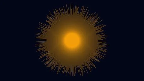 Radiating abstract digital sunburst pattern with bright center and pixelate.. Illustrazione stock