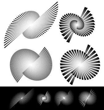 Radiating beams, rays elements Illustrazione stock