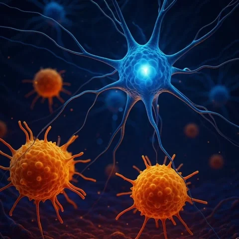 Radiating Biological Cell - Realistic 3D Medical Animation (Looped) Video stock 312770672