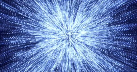Radiating blue digital particles burst from the center Stock Footage 326779573