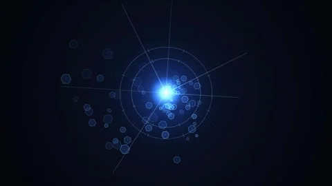 Radiating blue light core with intersecting beams and dispersing hexagonal .. Stock-Footage 345981956