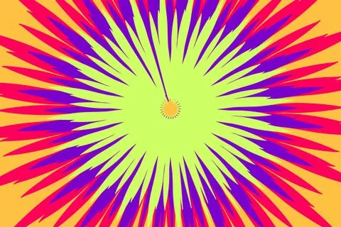 Radiating from a central point, elongated triangular shapes in pink, purple.. Stock Illustration