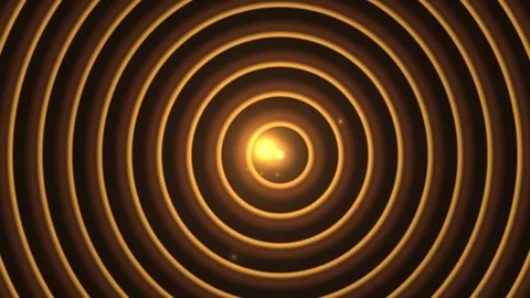 Radiating golden circles with central glowing light in Stock-Footage 338327232