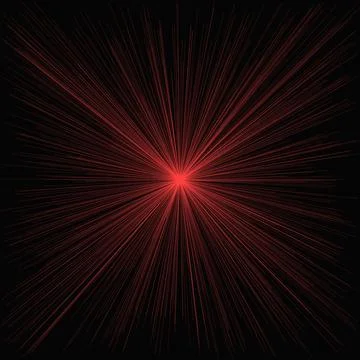 Radiating light beams explosion in dark space background Stock Illustration