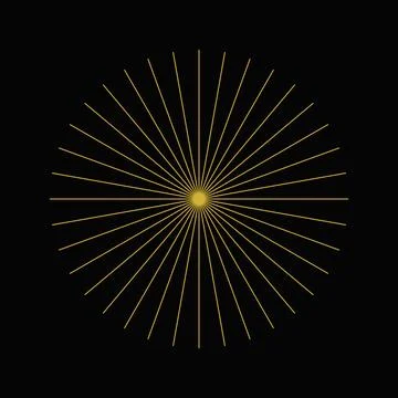 Radiating light rays explosion in dark space with bright center Stock Illustration