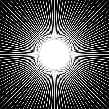 Radiating lines starburst pattern. Radial rays, beams. Illustrazione stock