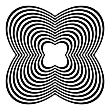Radiating object with distortion. Abstract wrinkled, corrugated rounded shape 库存插图