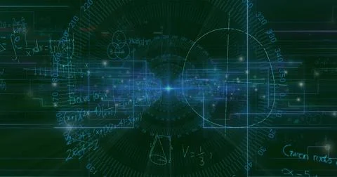 Radiating point projecting light streaks across digital interface, with radial Stock Illustration