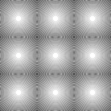 Radiating, radial circles monochrome pattern / background. Abstract minimal v Stock Illustration
