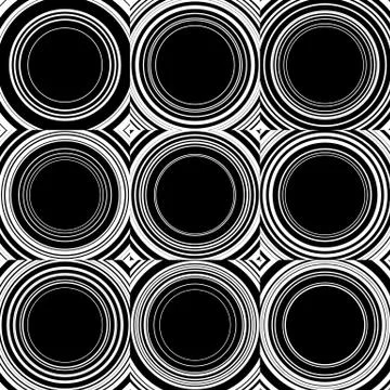 Radiating, radial circles monochrome pattern / background. Abstract minimal v Stock Illustration
