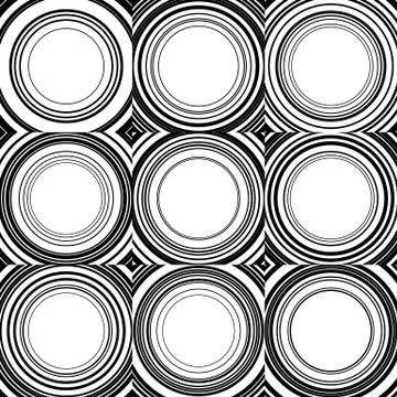 Radiating, radial circles monochrome pattern / background. Abstract minimal v Stock Illustration