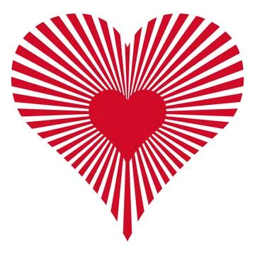 Radiating red heart with symmetrical rays emotional burst, love symbol Stock Illustration