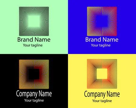 Radiating Square/Expanding Frame/Optical Illusion/Dynamic/Minimalist Motif logo. Illustrazione stock