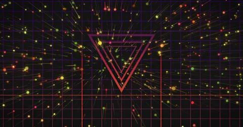 Radiating three inverted wire triangles drawing to center vanishing point in Stock Illustration