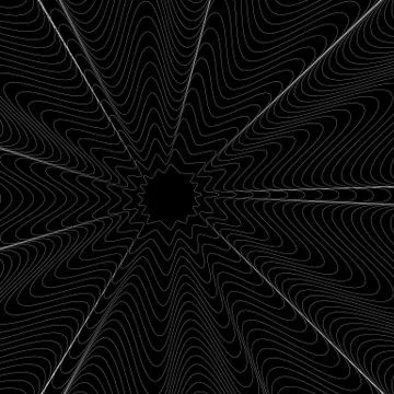 Radiating wavy, distorted lines. Concentric pattern, background Stock Illustration
