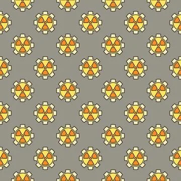 Radiation and Cog Wheel vector colored seamless pattern 스톡 일러스트