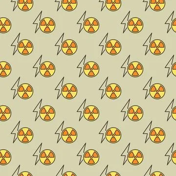 Radiation and Lightning vector symbol colored seamless pattern Stock Illustration