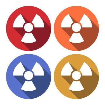Radiation Flat style Icon with long shadows Stock Illustration
