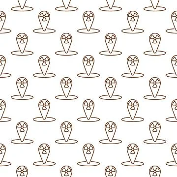 Radiation Geo Pin Mark vector Danger Zone thin line seamless pattern Stock Illustration