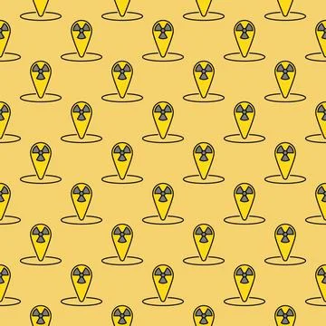 Radiation Geo Tag vector Danger Zone Navigation colored seamless pattern Illustrazione stock
