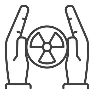 Radiation in Hands vector Radioactive icon or symbol in outline style Stock Illustration