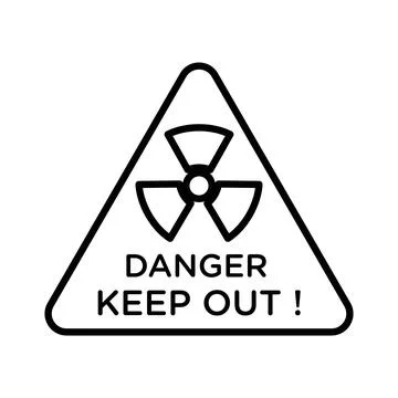 Radiation Hazard Keep Out linear logo mark in black and white Stock Illustration