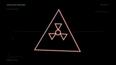 Radiation hazard warning symbol with triangle accompanied technical Stock-Footage 343881086