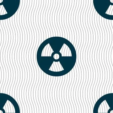Radiation icon sign. Seamless pattern with geometric texture. 스톡 일러스트