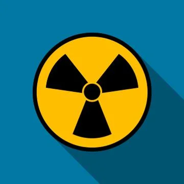 Radiation icon symbol with long shadow black,Simple design style.vector illus Stock Illustration