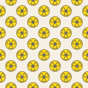 Radiation Pollution vector Radioactive Hazard colored seamless pattern 스톡 일러스트