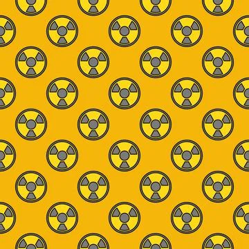 Radiation Radioactive Warning vector colored seamless pattern Stock Illustration