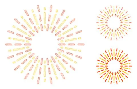 Radiation Rays Vector Mesh Network Model and Triangle Mosaic Icon Illustrazione stock