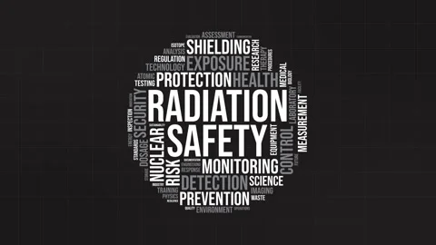 Radiation Safety Circular Word Cloud Animation with Nuclear Health and Prot.. Stock Footage 341665370