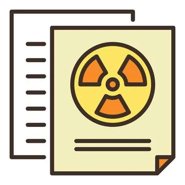 Radiation sign on Documents vector colored icon or logo element Stock Illustration