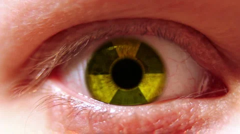 Radiation sign in eye Stock Footage