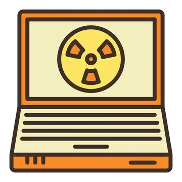 Radiation sign on Laptop Computer Screen vector colored icon or logo element 库存插图