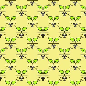 Radiation in Soil vector Radioactive Hazard colored seamless pattern Stock Illustration