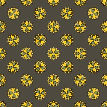 Radiation from Sun vector Space Nuclear Weapon colored seamless pattern Stockillustratie