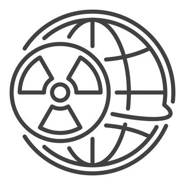 Radiation symbol with Earth Globe vector icon or sign in thin line style Stock Illustration