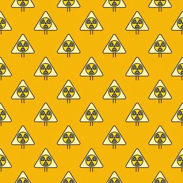 Radiation Symbol Triangle sign vector Pollution colored seamless pattern Stock Illustration