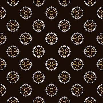 Radiation Target vector Radioactive Hazard seamless pattern in thin line styl Stock Illustration