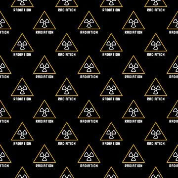 Radiation Triangle vector Radiation Warning dark linear seamless pattern Illustrazione stock