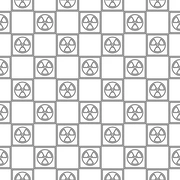Radiation vector Danger Zone thin line square seamless pattern Stock Illustration