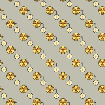 Radiation vector Nuclear Energy colored seamless pattern Illustrazione stock