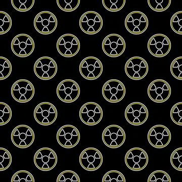 Radiation vector radioactive warning dark outline seamless pattern Stock Illustration