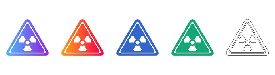 Radiation Warning Triangle Icon Set Stock Illustration