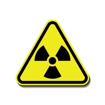 Radiation warning yellow sign vector icon isolated on white background. Illustrazione stock
